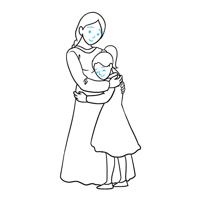 680x678 How To Draw A Mother Hugging A Daughter - Mother Drawing Images