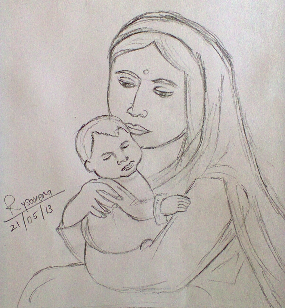 947x1024 mother and baby pencil sketch pencil sketch mother and child - Mother Drawing Images