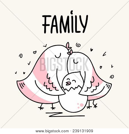 450x470 family of two parents bird father and mother hug her baby - Mother Father And Baby Drawing