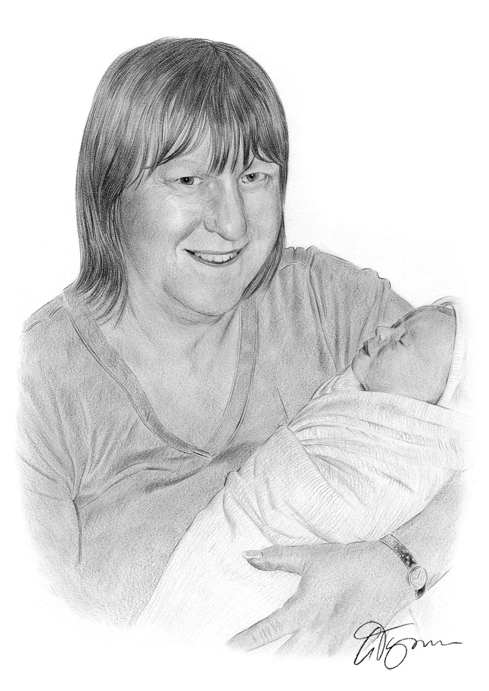 1000x1414 Pencil Drawing Of A Mother Holding A Baby - Mother Holding Baby Drawing