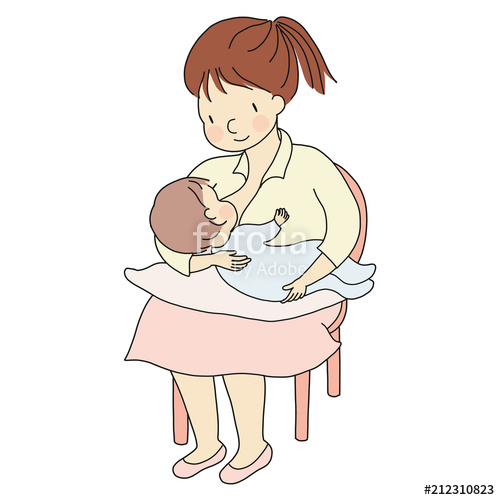500x500 vector illustration of mother holding baby in arms - Mother Holding Baby Drawing