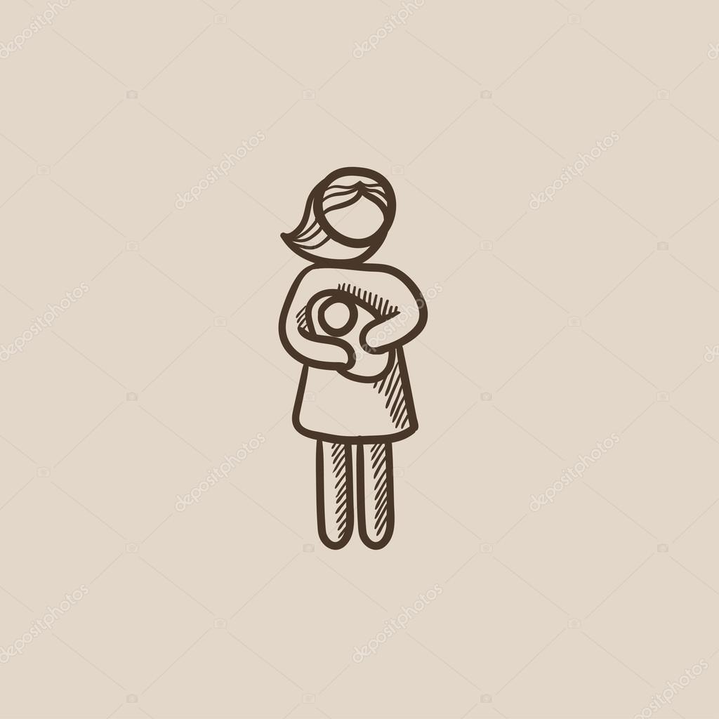 1024x1024 Huge Collection Of 'mother Holding Baby Drawing' Download More - Mother Holding Baby Drawing