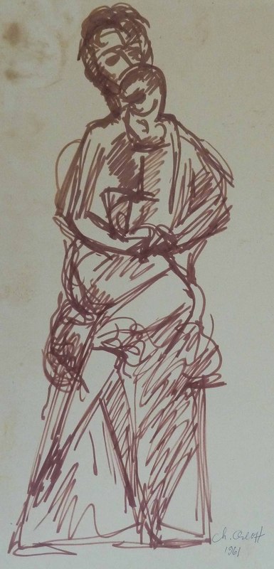 385x800 Mother Holding Her Child - Mother Holding Child Drawing
