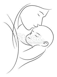 236x314 Mom And Baby Drawing - Mother Holding Child Drawing