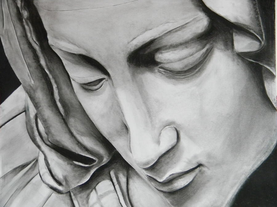 900x675 face of virgin mary drawing - Mother Mary Drawing