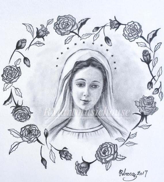 Virgin Mary Drawings In Color