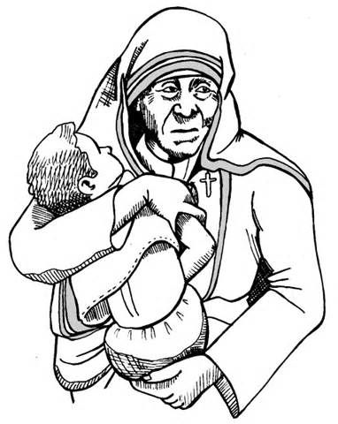 382x480 mother teresa drawing sketch template catholic kids mother - Mother Teresa Drawing