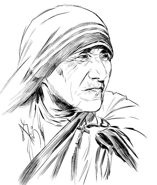 509x600 mother teresa line drawing - Mother Teresa Drawing