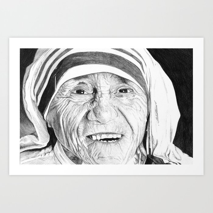 700x700 mother teresa pen drawing art print - Mother Teresa Drawing