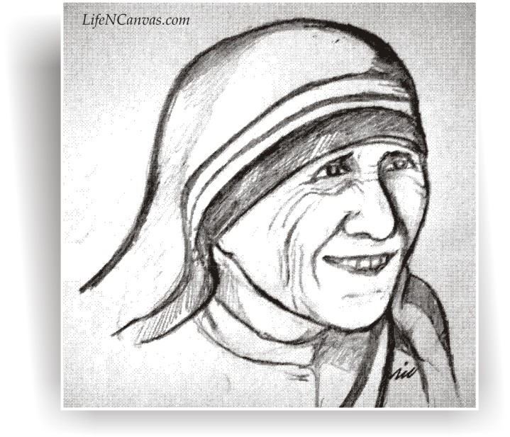 719x617 mother teresa pic drawing drawing skill - Mother Teresa Drawing