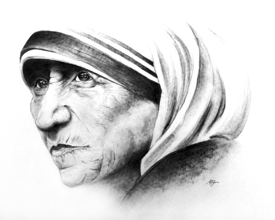 900x719 mother teresa profile drawing - Mother Teresa Drawing