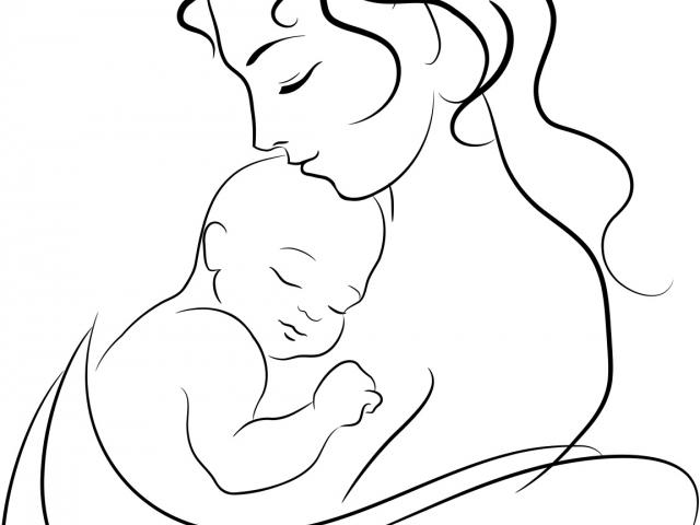 Mother With Baby Drawing at PaintingValley.com | Explore collection of ...