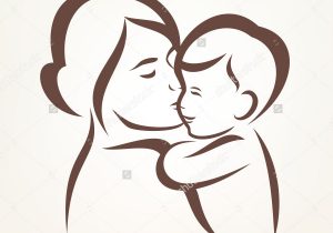 300x210 Mother Baby Sketch - Mother With Baby Drawing