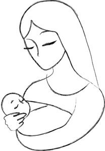 208x300 Mother Holding Baby Clipart Great Free Clipart, Silhouette - Mother With Baby Drawing