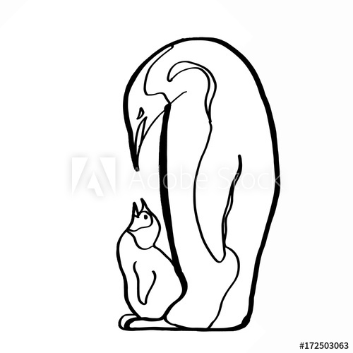 500x500 Realistic Mother Baby Drawing Penguin - Mother With Baby Drawing