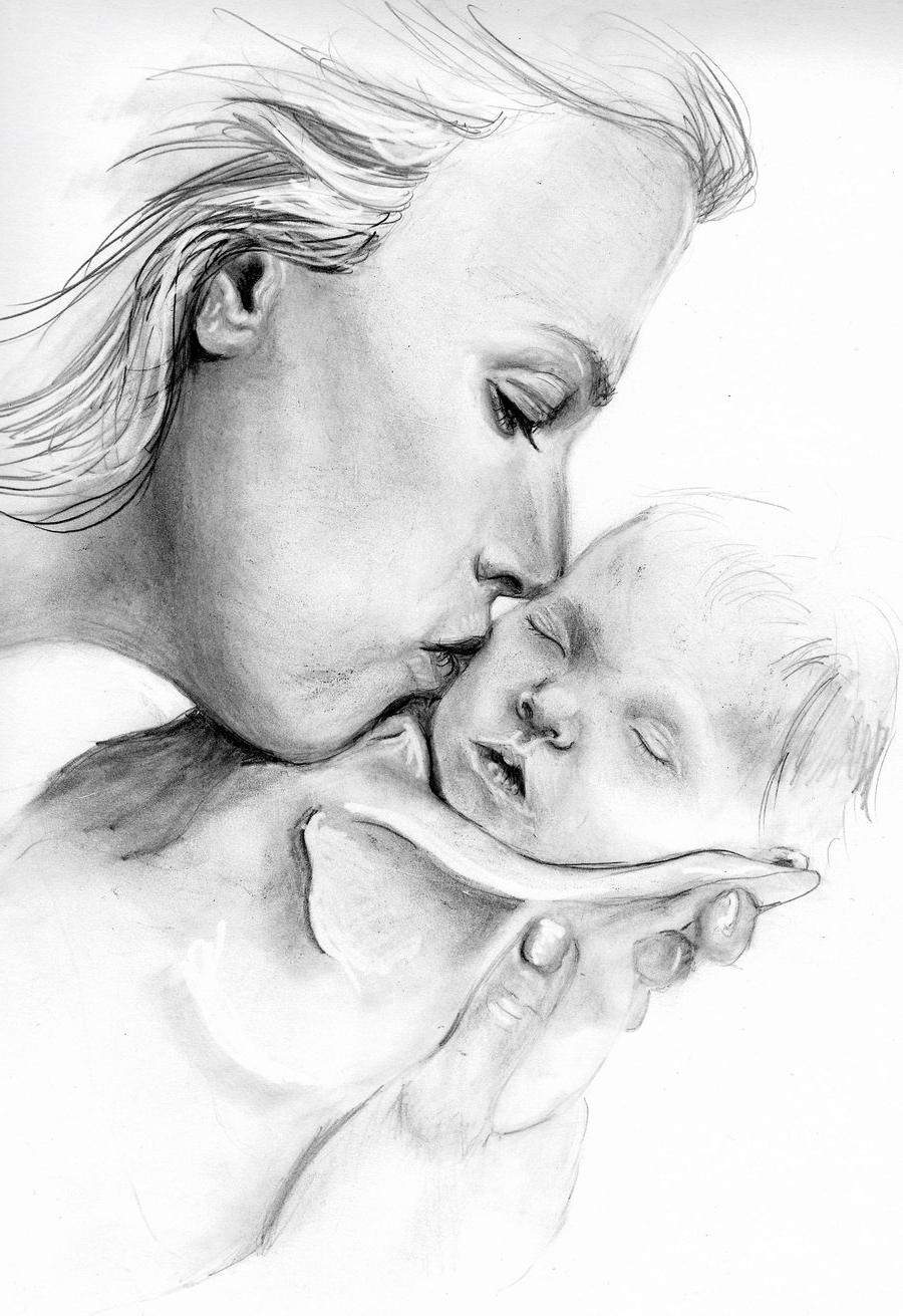 900x1311 mother child paintings drawings mother child paintings drawings - Mother With Child Drawing