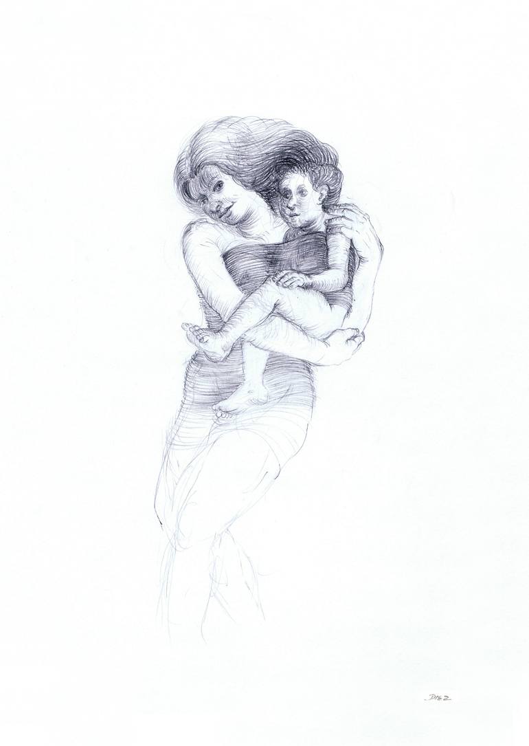 770x1085 Mother And Child Drawing - Mother With Child Drawing