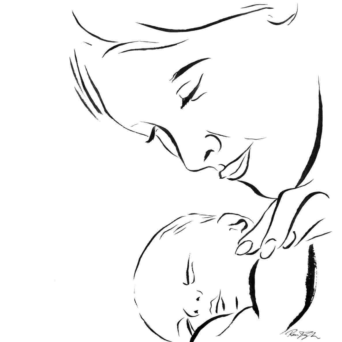 1185x1185 drawing easy rhdrawingslycom mother pencil drawing of a mother - Mother With Child Drawing