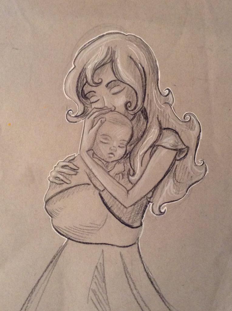 764x1024 alicia hawks art on twitter drawing for fun, a relaxing moment - Motherhood Drawing