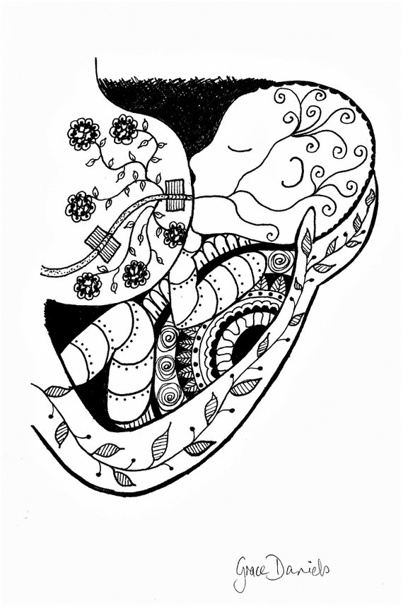 570x858 Instant Digital Download Of Original Pen Drawing Etsy - Motherhood Drawing