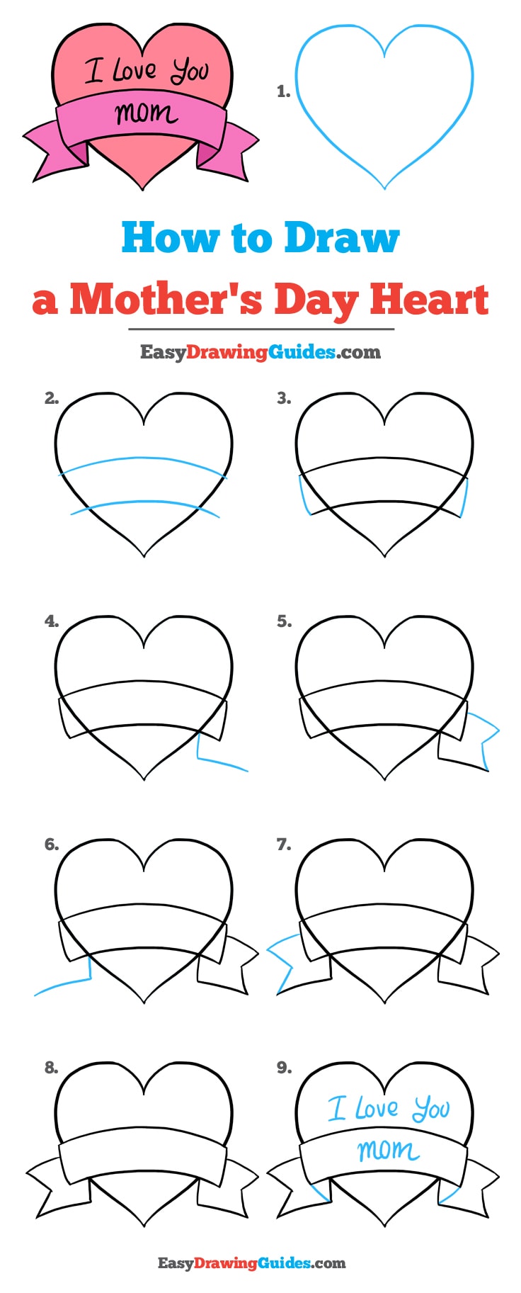 736x1825 How To Draw A Mother's Day Heart - Mothers Day Drawing Pictures