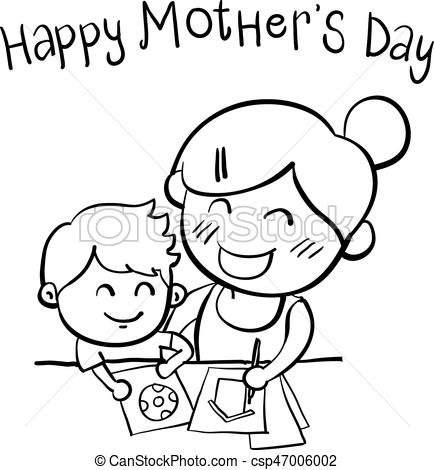 434x470 Mother Day Style Hand Draw Vector Illustration - Mothers Day Drawing Pictures