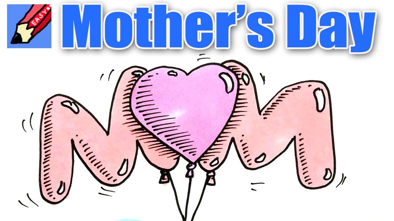 1280x720 how to draw mom in mother's day balloons - Mothers Day Drawings