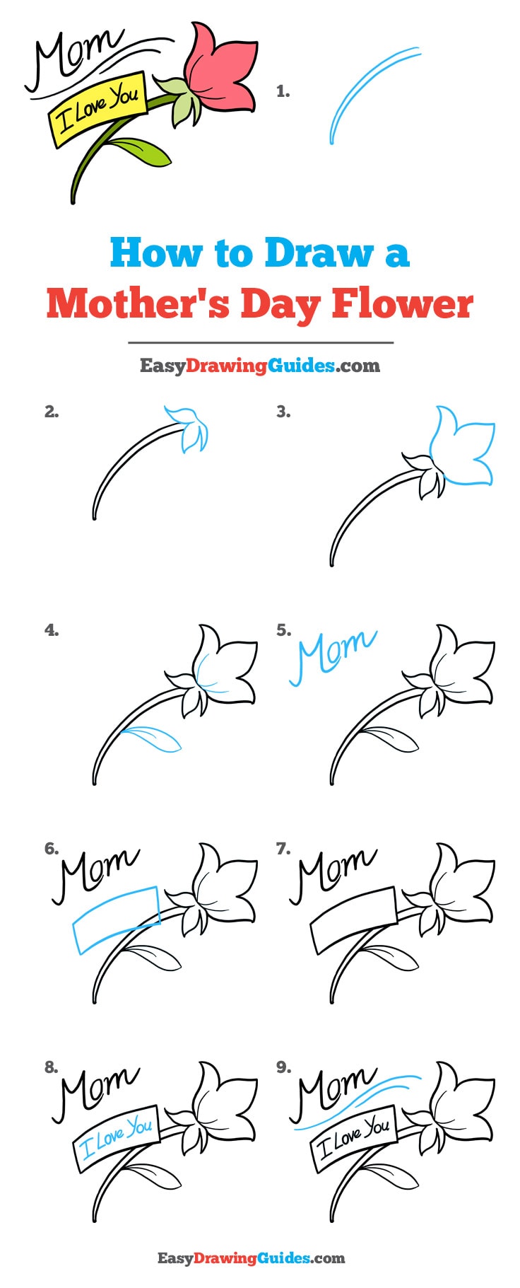 736x1821 How To Draw A Mother's Day Flower - Mothers Day Drawings