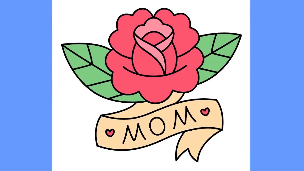 1280x720 how to draw a rose for mom valentine's day card or mother's day - Mothers Day Drawings