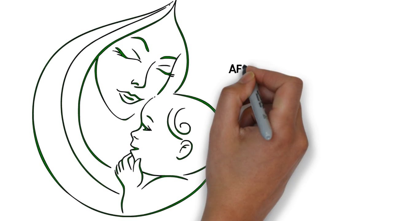 1280x720 How To Draw Mothers Love Step - Mothers Love Drawing