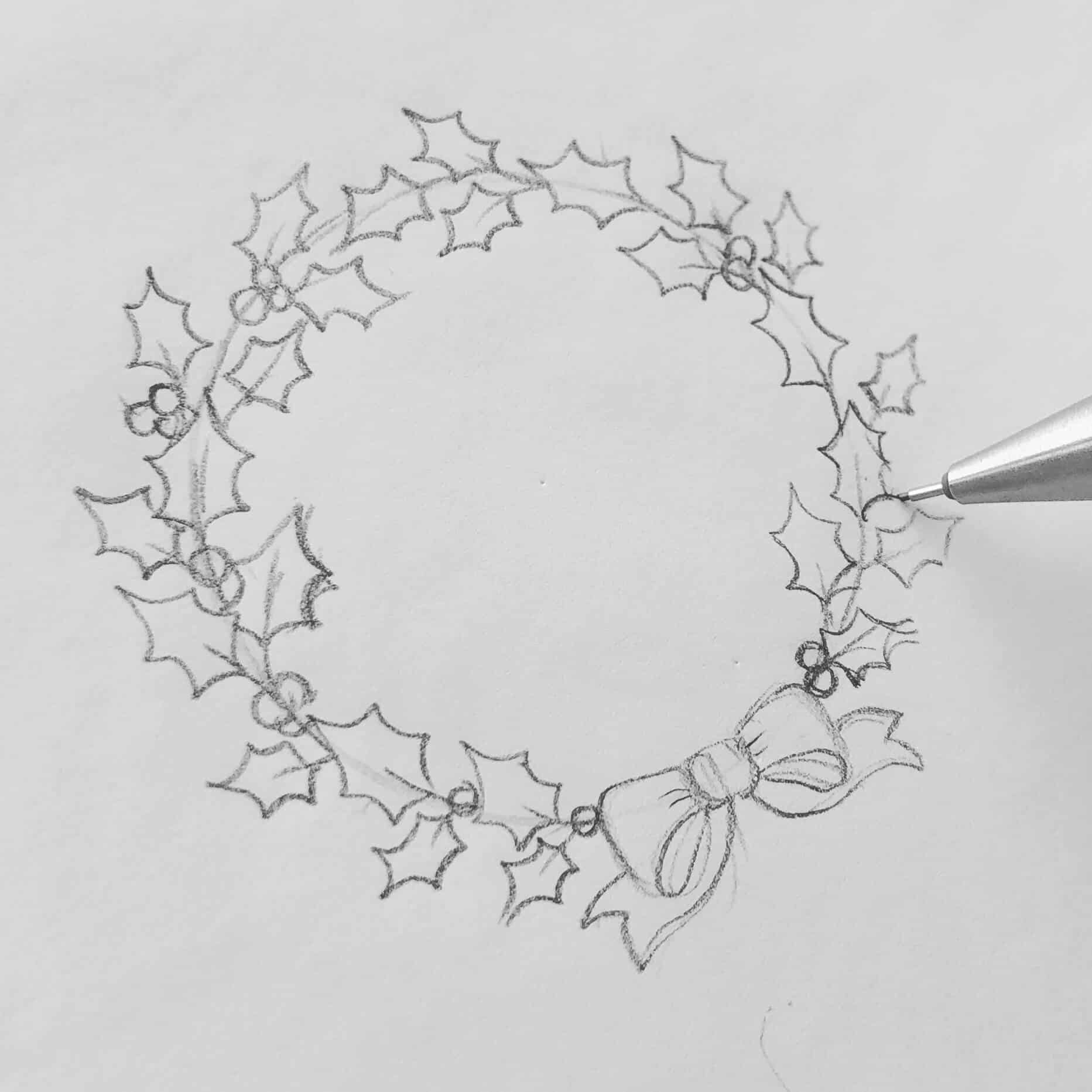 1865x1865 How To Draw A Christmas Garland - Motif Drawing