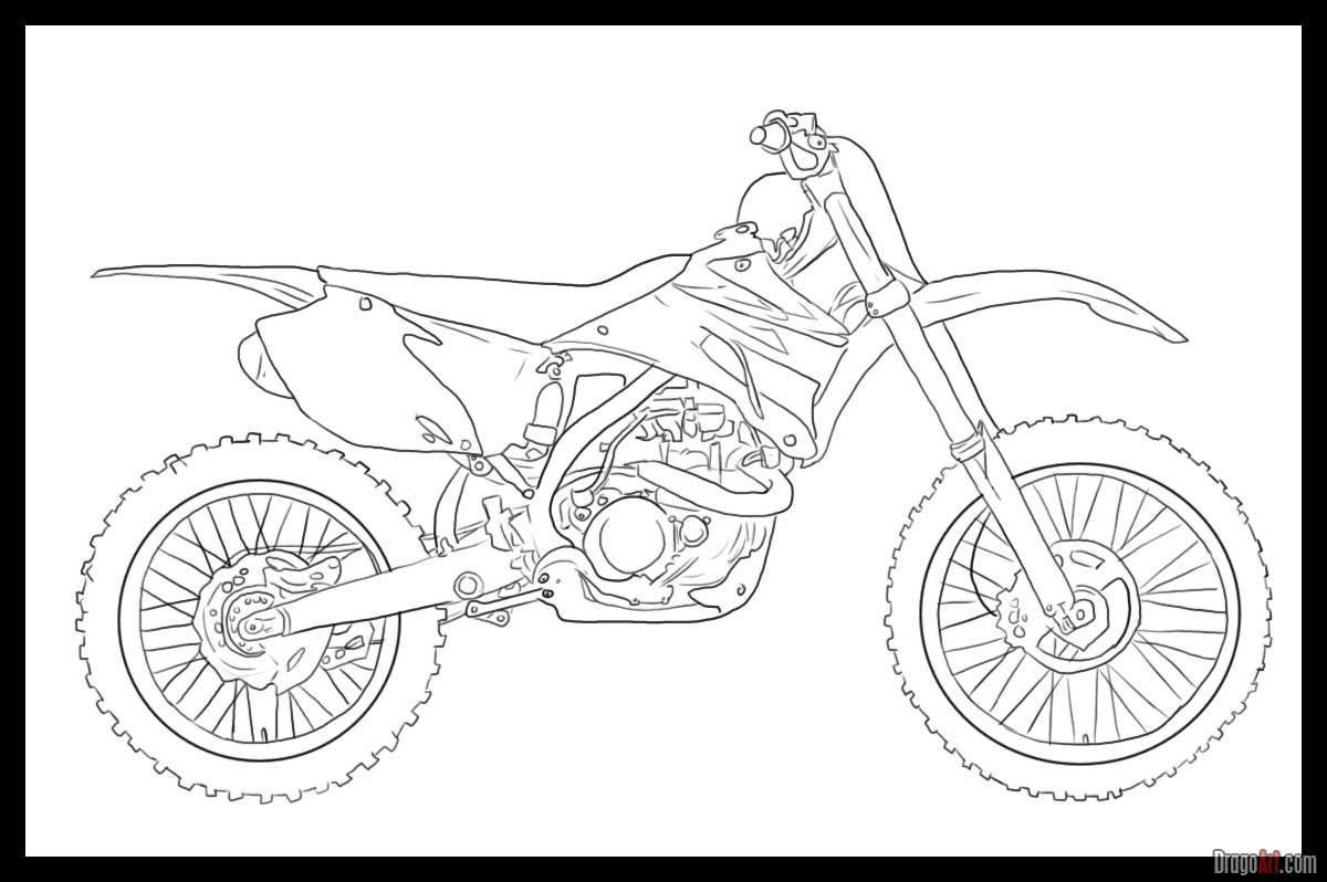 1200x798 How To Draw A Dirt Bike, Step - Motocross Drawing