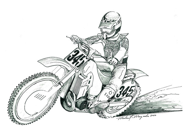 600x429 John Magada Drawing - Motocross Drawing
