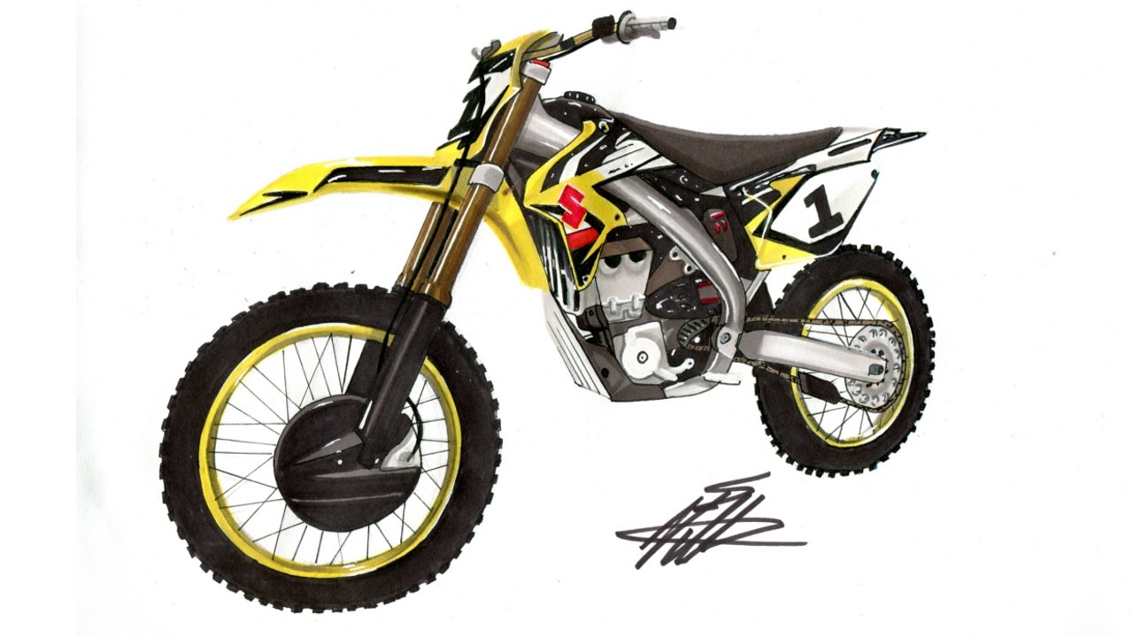 1280x720 Realistic Motocross Bike Drawing - Motocross Drawing