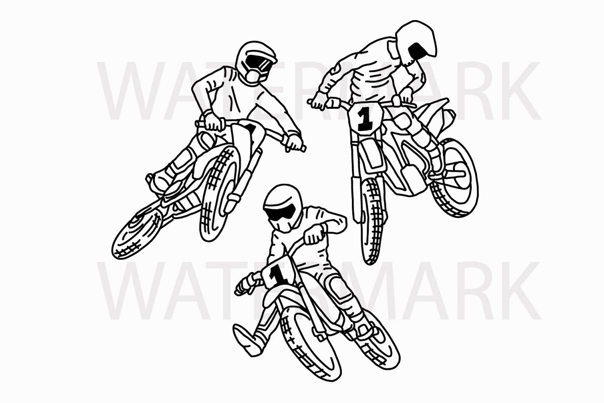 1200x800 Three Types Of Outline Motocross - Motocross Drawing