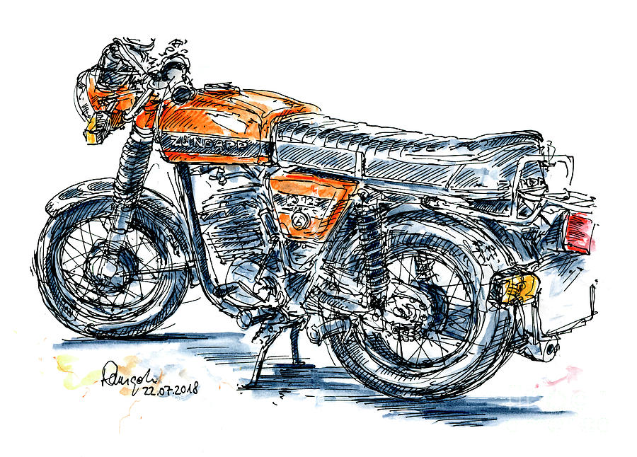 900x646 zuendapp ks sport motorbike ink drawing and watercolor - Motorbike Drawing