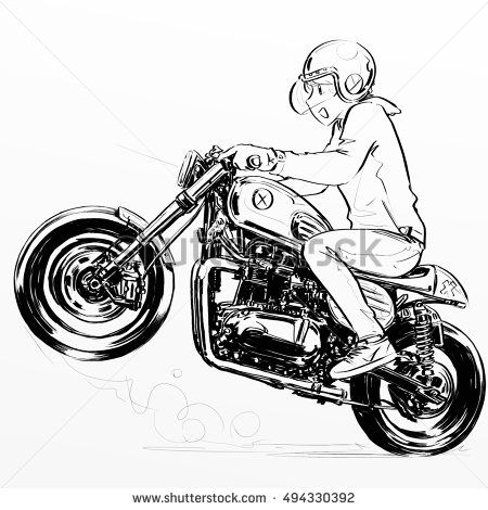 450x470 Motorcycle Drawing Outline - Motorbike Drawing Outline