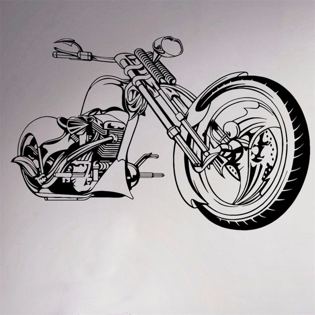 640x640 motorcycle chopper wall vinyl sticker motorbike room decor decal - Motorcycle Chopper Drawing