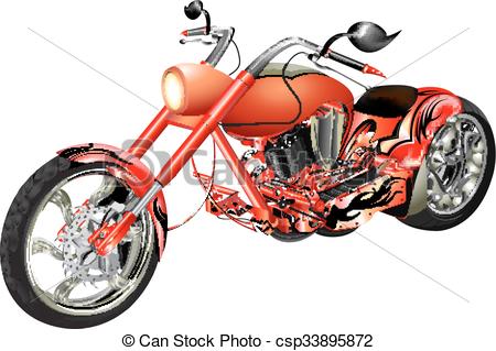 450x319 red motorbike, chopper isolated objects vector illustration - Motorcycle Chopper Drawing
