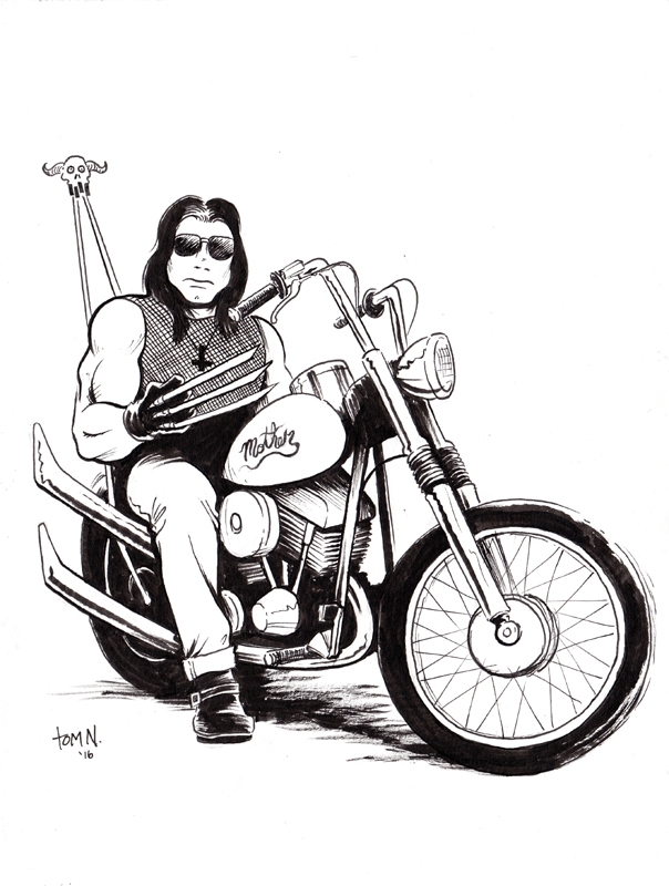 604x800 wolverine on motorcycle chopper 'glenn verine' - Motorcycle Chopper Drawing