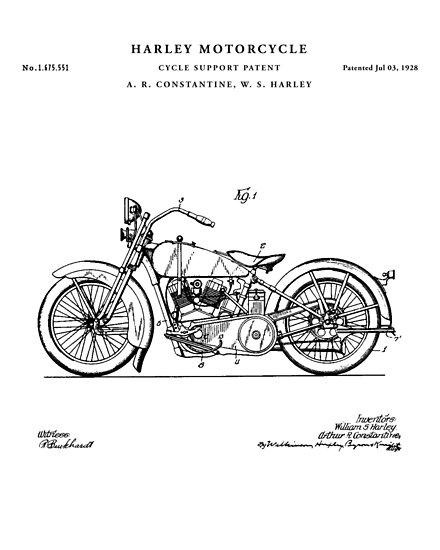 440x550 motorcycle patent drawing blueprint posters - Motorcycle Design Drawing
