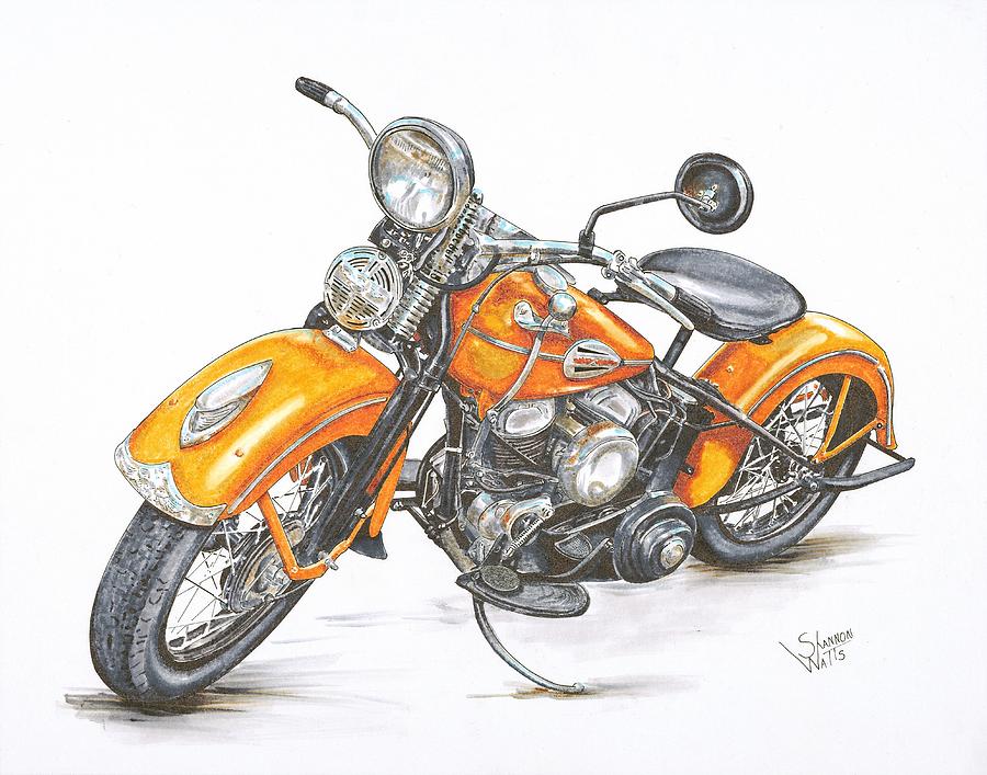 900x707 Harley Davidson Flathead Drawing - Motorcycle Drawing