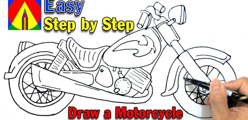 795x385 How To Draw A Motorcycle Easy Step - Motorcycle Drawing Easy