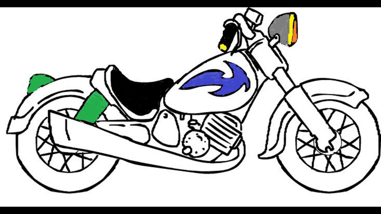 1280x720 how to draw motorcycles drawing lessons for kids very easy - Motorcycle Drawing Easy