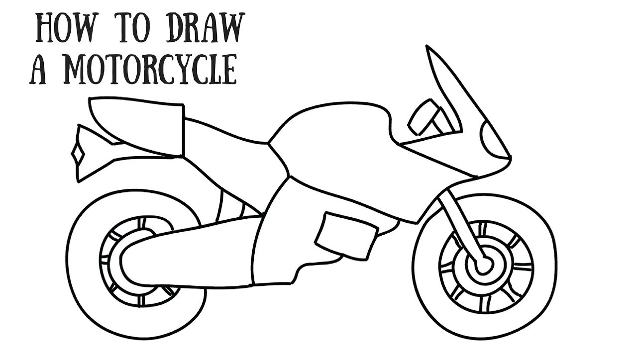 1280x720 How To Draw A Motorcycle Easy Step - Motorcycle Drawing Images
