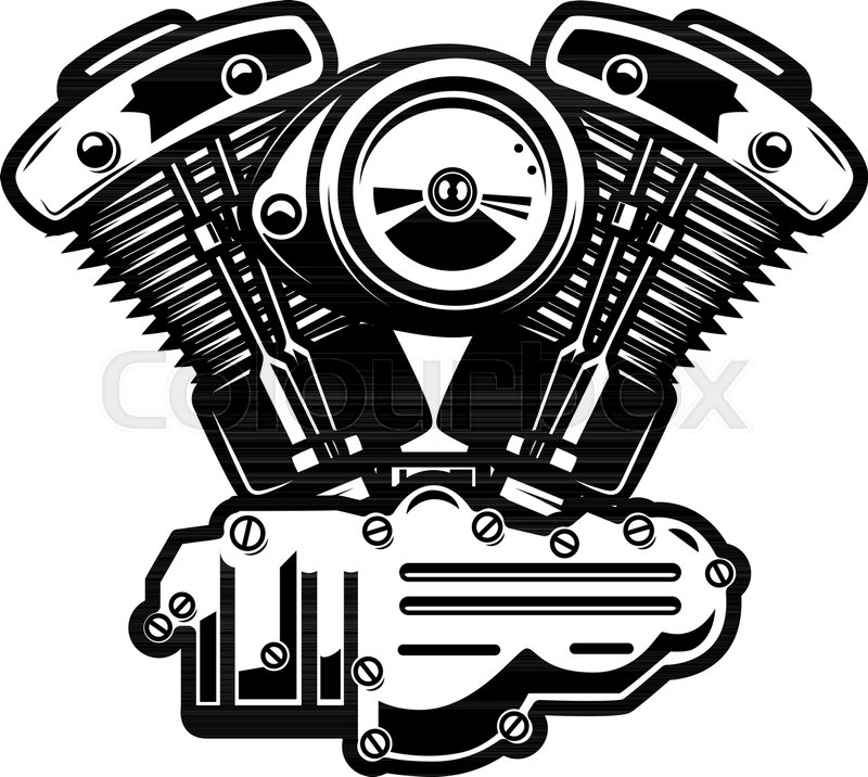 800x716 motorcycle engine illustration on stock vector colourbox - Motorcycle Engine Drawing