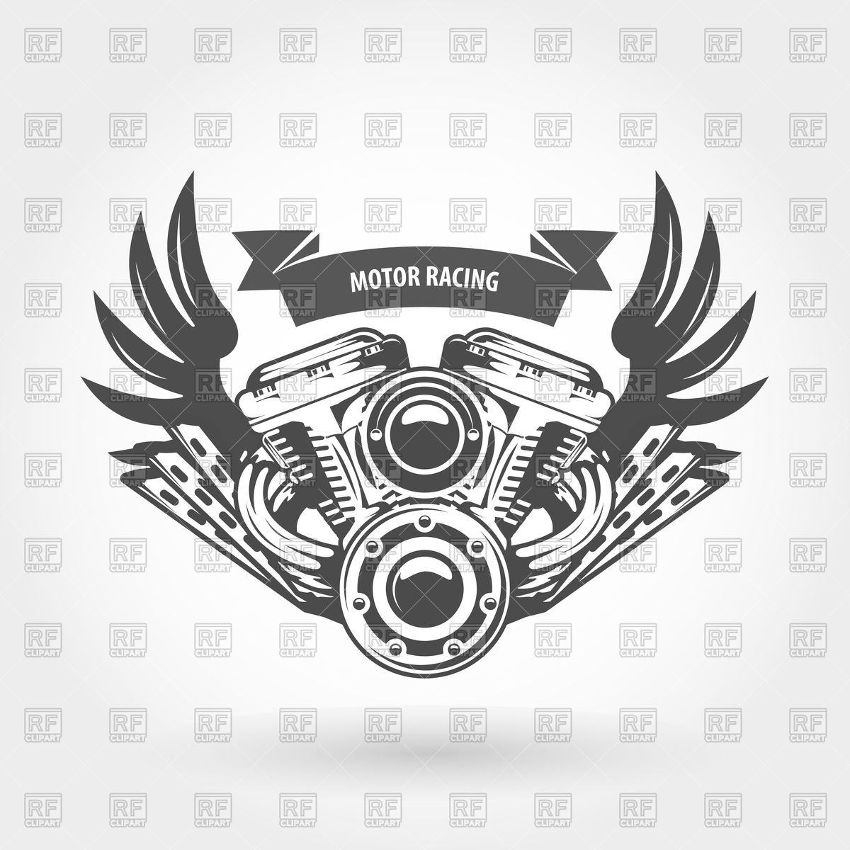 1200x1200 winged motorcycle engine emblem - Motorcycle Engine Drawing
