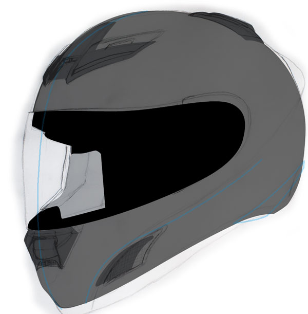 600x611 Create A Photo Realistic Motorcycle Helmet In Photoshop - Motorcycle Helmet Drawing