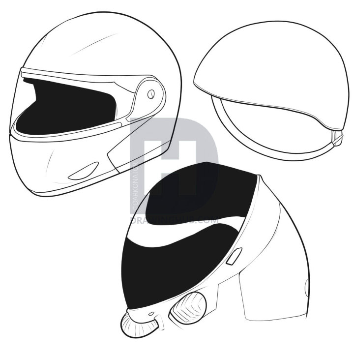 720x720 How To Draw A Helmet, Step - Motorcycle Helmet Drawing