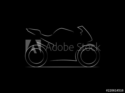 500x375 Motorcycle Line Drawing Silhouette On Black Dark Background - Motorcycle Line Drawing